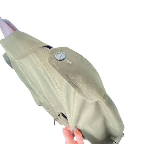 Vintage Full-Length Olive Green Austin Reed Trench Coat With Belt Sz 44R - Picture 10 of 16